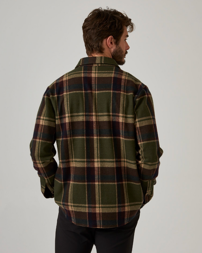 Genereations 4-way Stretch Soft Knit Plaid Shirt - Olive