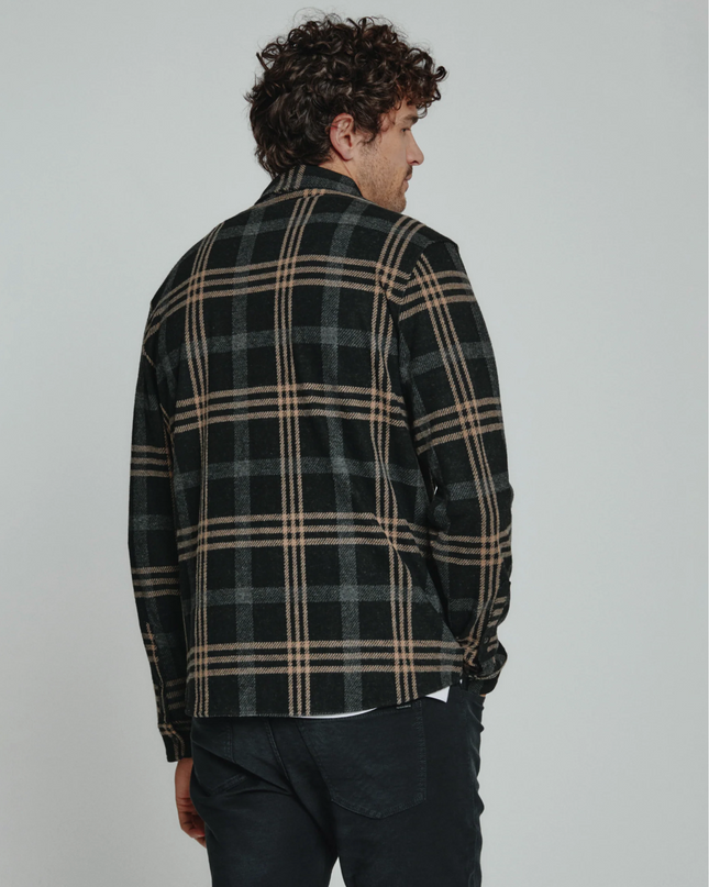 Genereations 4-way Stretch Soft Knit Plaid Shirt - Onyx
