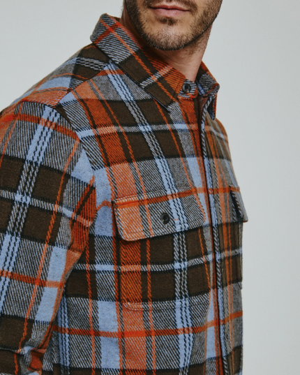 Genereations 4-way Stretch Soft Knit Plaid Shirt - Bronze