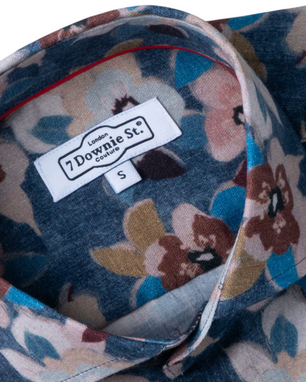 Navy w/ Bright Pop Flower LS Button Down