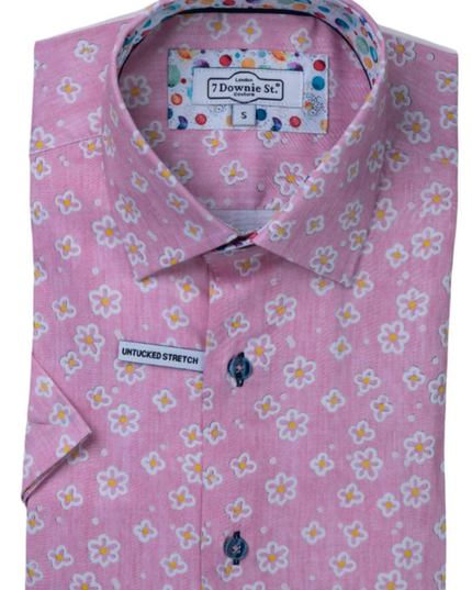 Pink w/ Pop Art Details SS Button Down