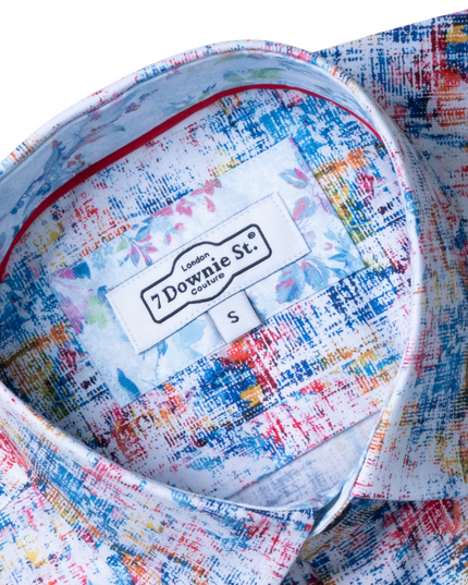 Abstract Pops Of Color Print SS Button Down