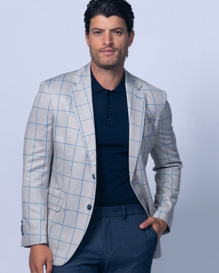 Oakdale Beige Cotton Printed Stretch Blazer