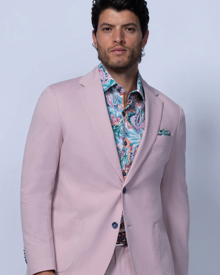 Meridian Pink Cotton Stretch Seersucker