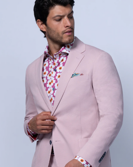 Meridian Pink Cotton Stretch Seersucker