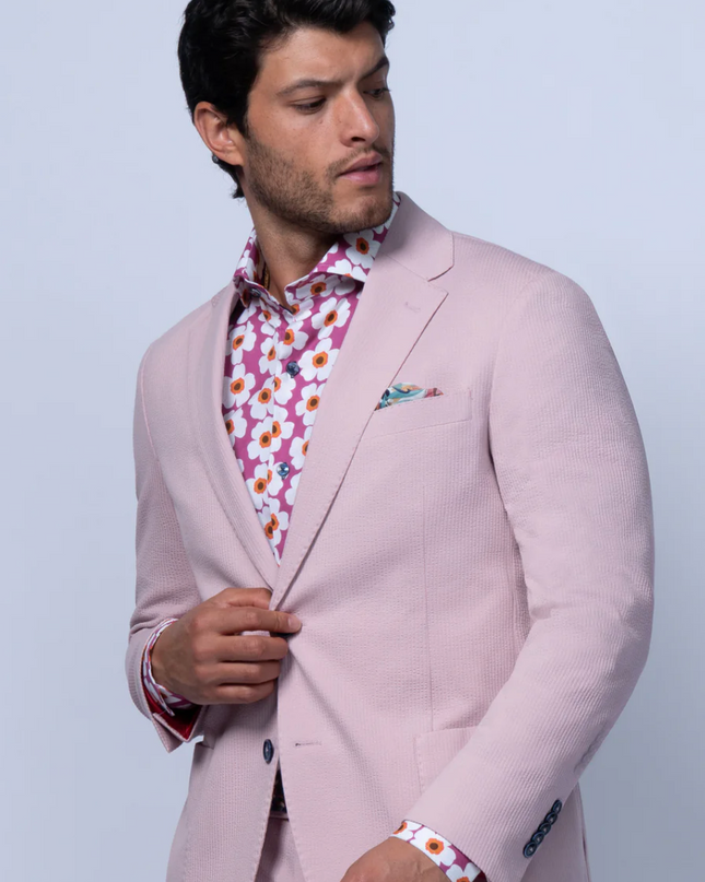Meridian Pink Cotton Stretch Seersucker