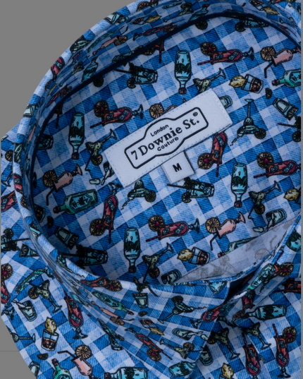 Blue Tropical Cocktails SS Button Down