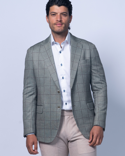 Oakdale Green Cotton Printed Stretch Blazer