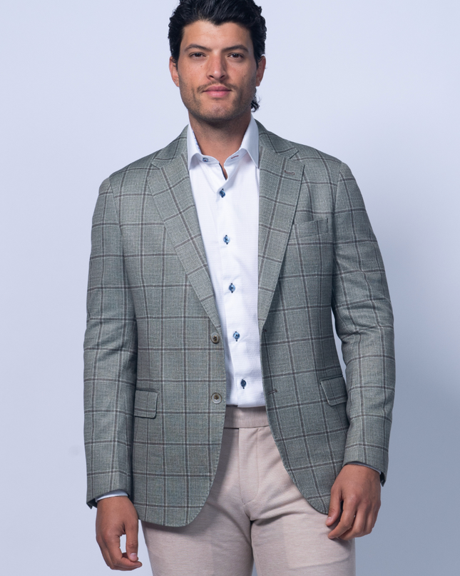 Oakdale Green Cotton Printed Stretch Blazer