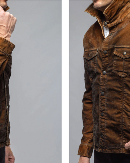 Men's Italian Lightweight Cotton Moleskin Jean Jacket - Brass