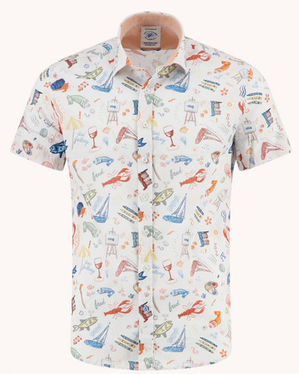 Short Sleeve Doodle Button Down