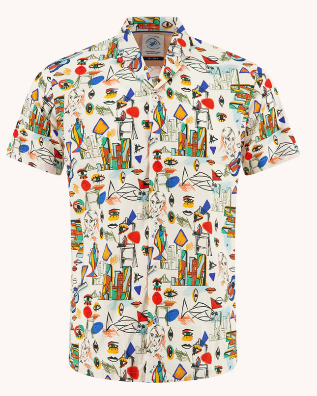 Short Sleeve Cubist Camp Collar Button Down