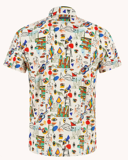 Short Sleeve Cubist Camp Collar Button Down