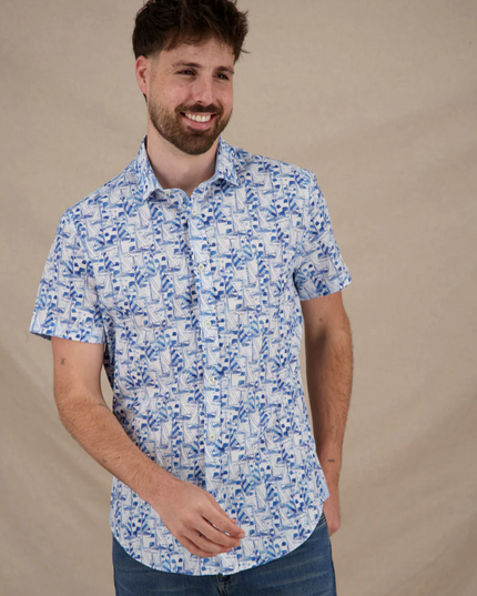 Short Sleeve Sailboats Button Down