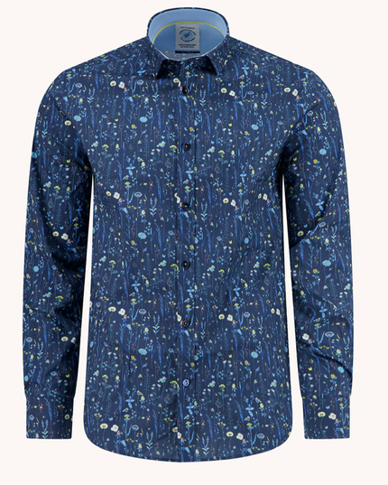 Navy Wild Flowers LS Button Down