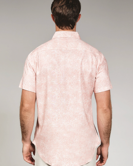 Fontaine Linen Blend Sleeve Button Down - Coral