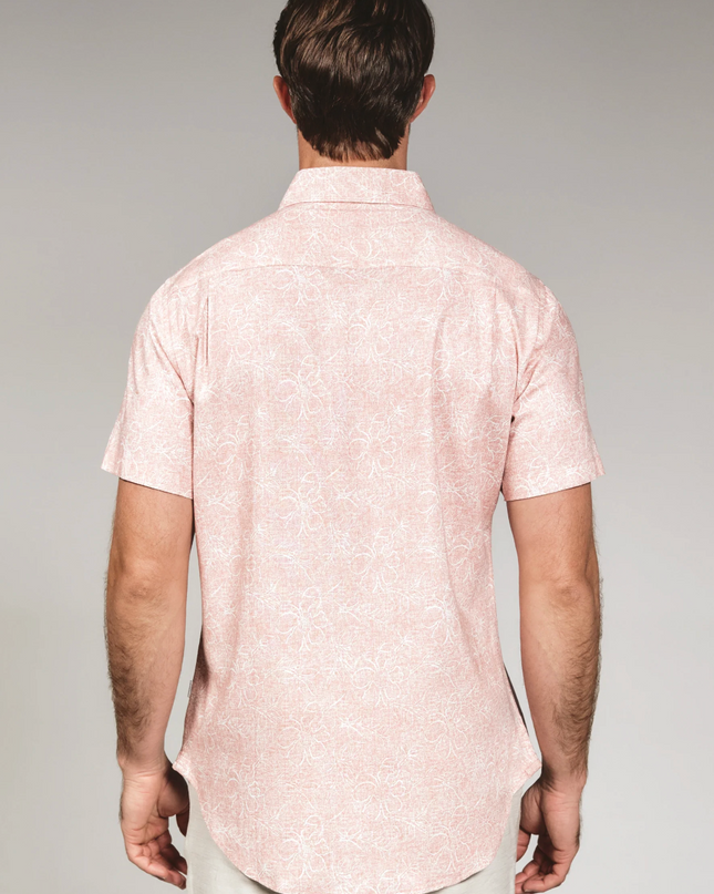 Fontaine Linen Blend Sleeve Button Down - Coral