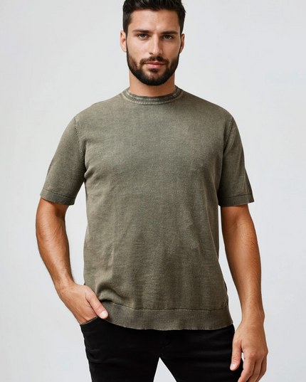 Medium Green Washed Knit Tee