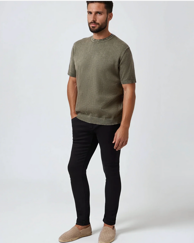 Medium Green Washed Knit Tee