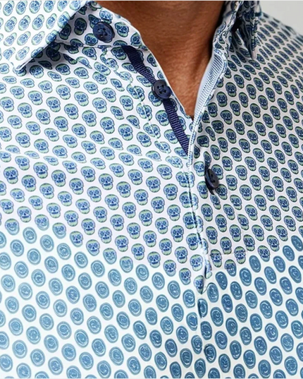 Skull Print Stretch Polo
