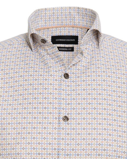 Mini Orange, Blue, Brown, Coffee Geo Design Sport Shirt
