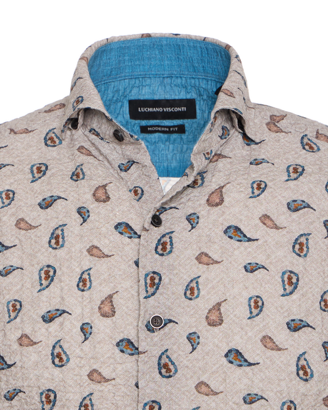 Cadence Paisley Print Button Down Shirt