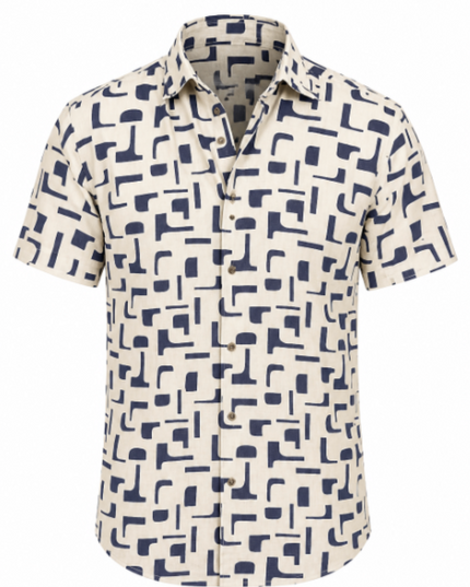 Mobilia Printed Linen S/S Button Down