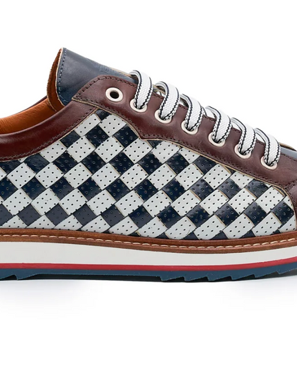 Heritage Sneaker Woven Calfskin Navy