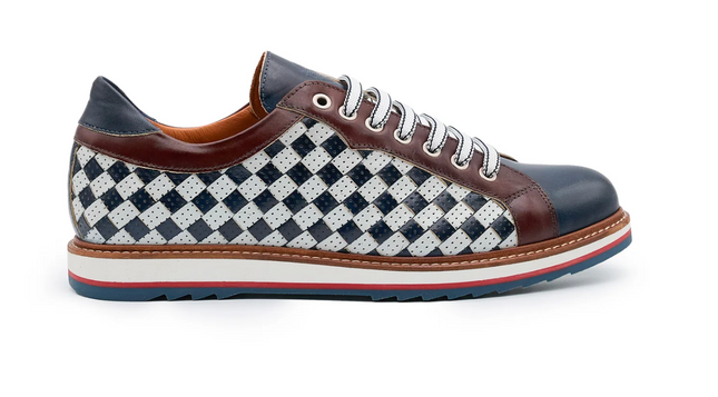 Heritage Sneaker Woven Calfskin Navy
