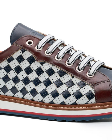 Heritage Sneaker Woven Calfskin Navy