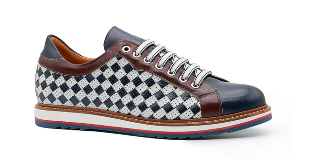 Heritage Sneaker Woven Calfskin Navy