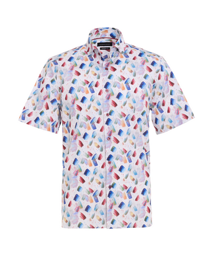 Multi Stroke Abstract Print S/S Button Down