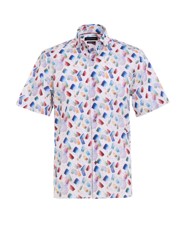 Multi Stroke Abstract Print S/S Button Down