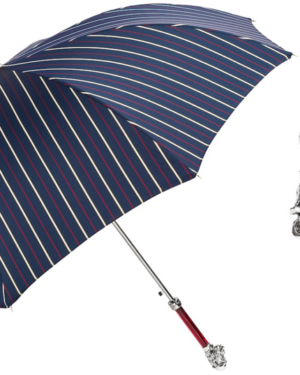 Striped Umbrella with Silver Monkey Handle