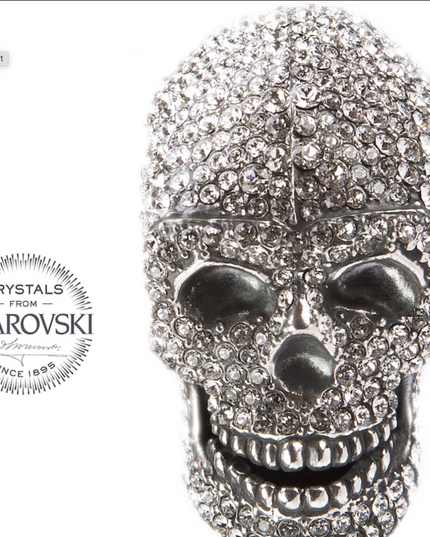 Swarovski Crystal Skull Head Folding Umbrella
