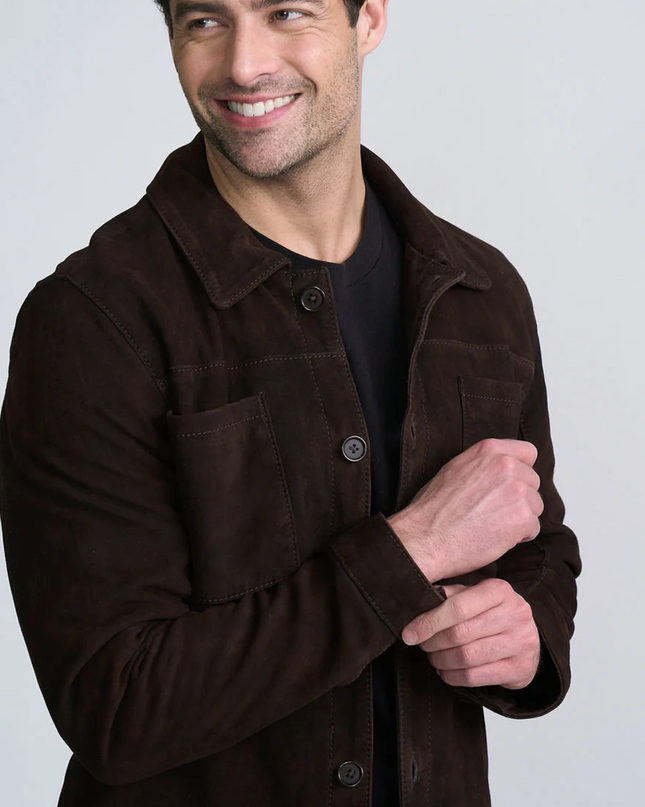 Yukon Dark Chocolate Suede Shirt Jacket
