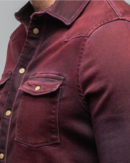 Men's Roper Denim Snap Shirt/Shacket - Bordeaux