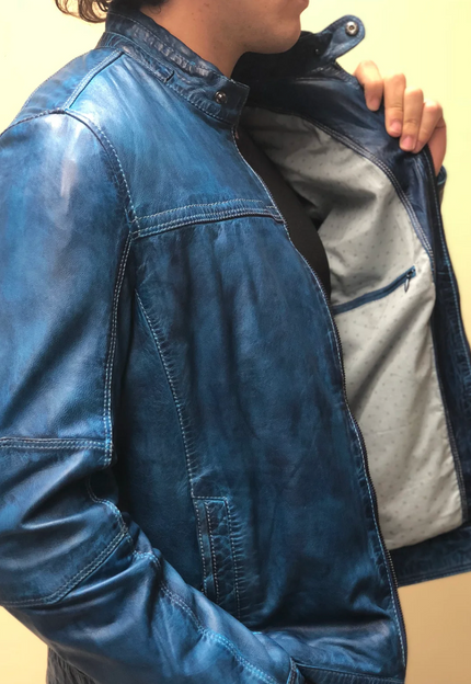 Missani Men's Indigo Leather Jacket