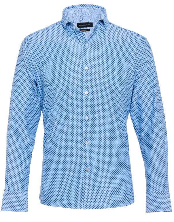 Indigo Octagon Pattern Sport Shirt