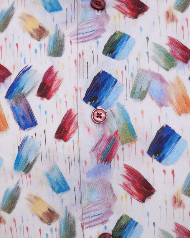 Multi Stroke Abstract Print S/S Button Down