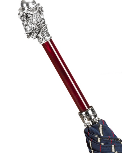 Striped Umbrella with Silver Monkey Handle