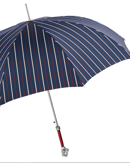 Striped Umbrella with Silver Monkey Handle