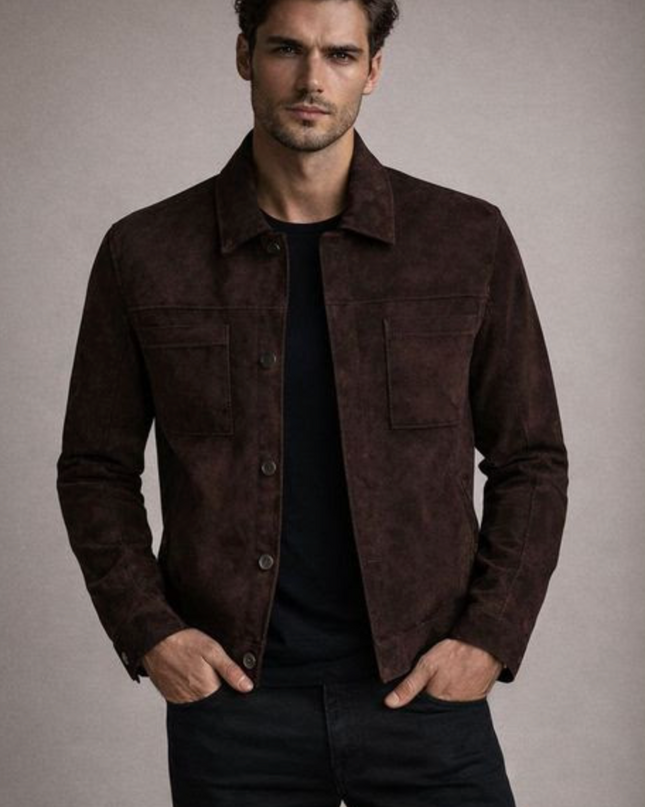 Yukon Dark Chocolate Suede Shirt Jacket