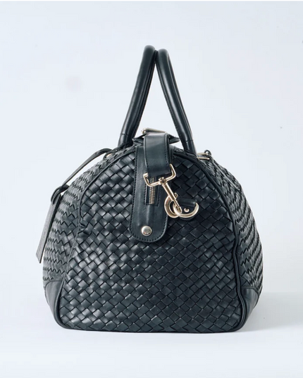 Woven Leather Weekender Travel Bag