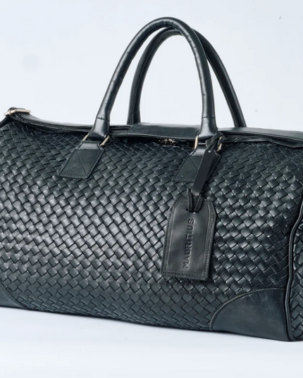 Woven Leather Weekender Travel Bag