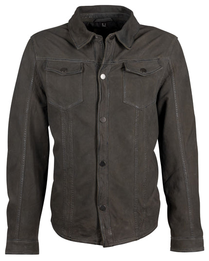 Mauritius Leather, brown leather jacket, soft nubeck lambskin leather jacket, men's leather jacket, spring jacket. Mackinac Island boutique
