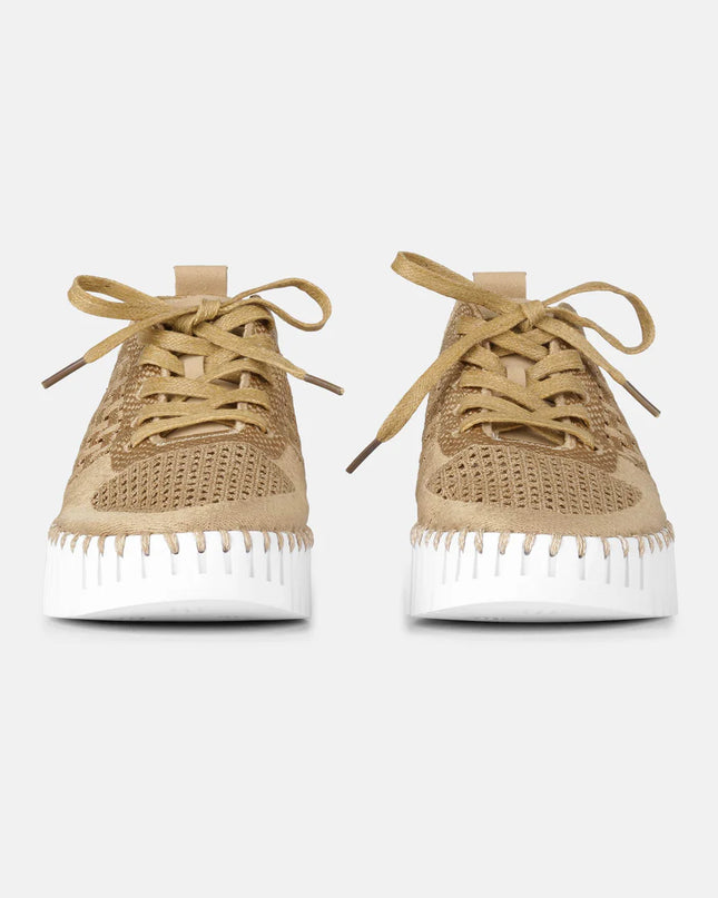 Tulip Flats With Laces - Latte White