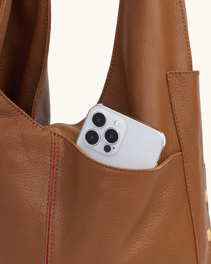 Tom Zip Mahogany Pebble Lg