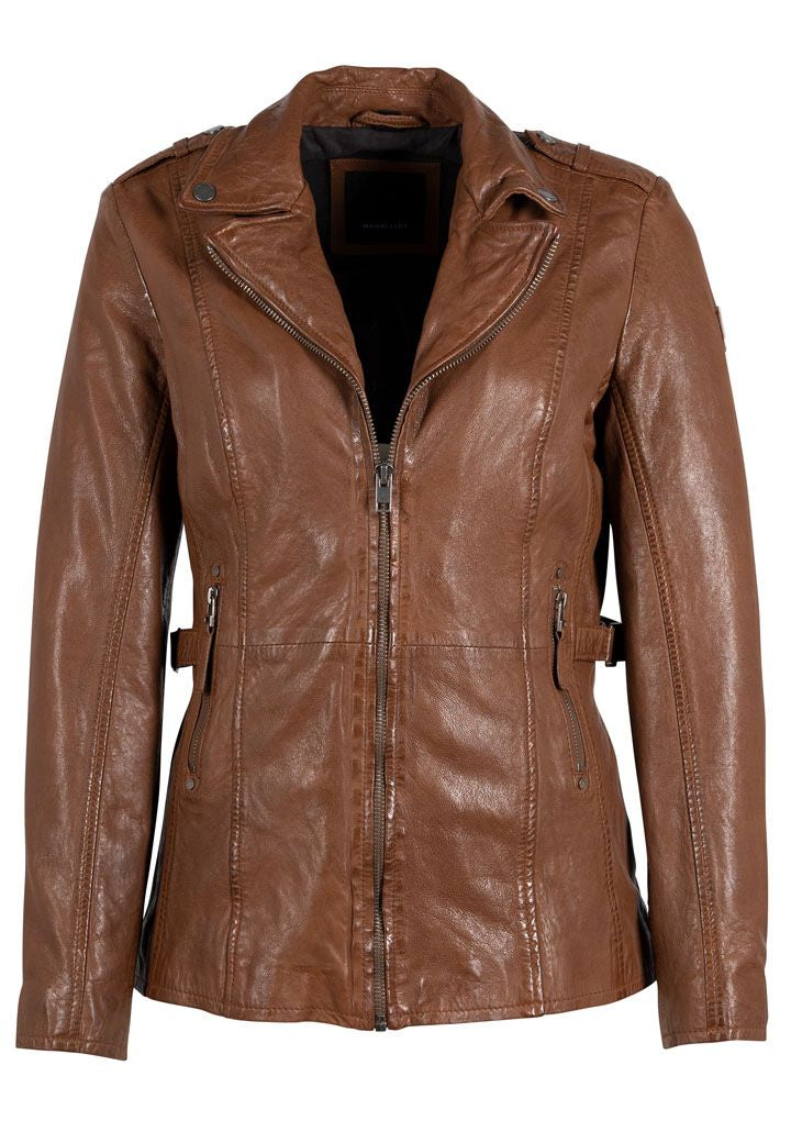 Mauritius Leather jacket. Longline lambskin leather jacket. Women's leather. Mackinac Island clothing store