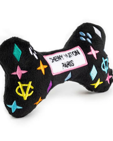 Black Monogram Chewy Vuiton Bone Squeaker Dog Toy